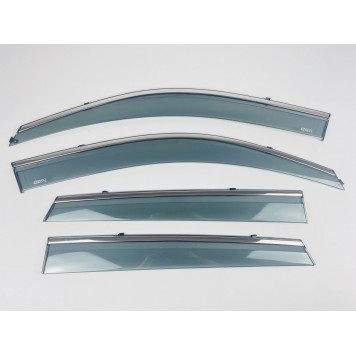 Дефлекторы окон Hyundai Tucson I 2004-2014 с нерж. хром полоской-5